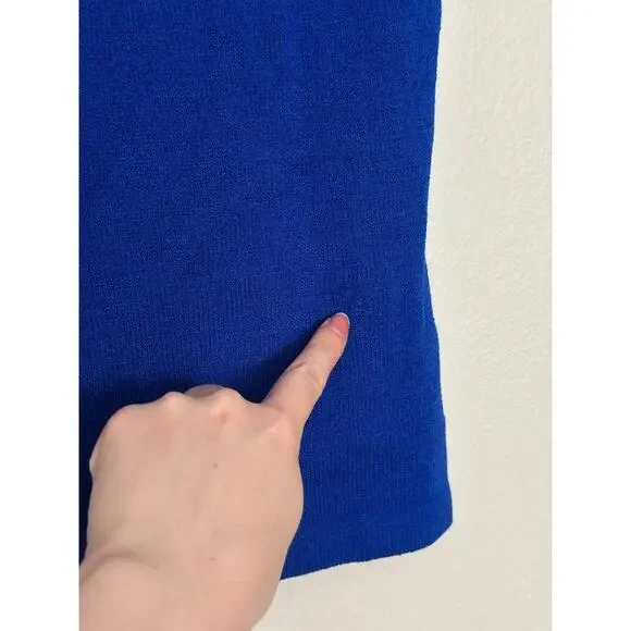 St. John M/L Royal Blue Sleeveless Knit Sweater Shell Tank Top Scoop Neck - Picture 7 of 12